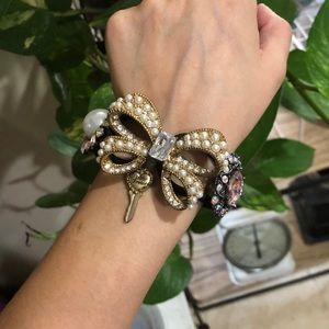 Betsey Johnson Rare pearl and crystal bracelet